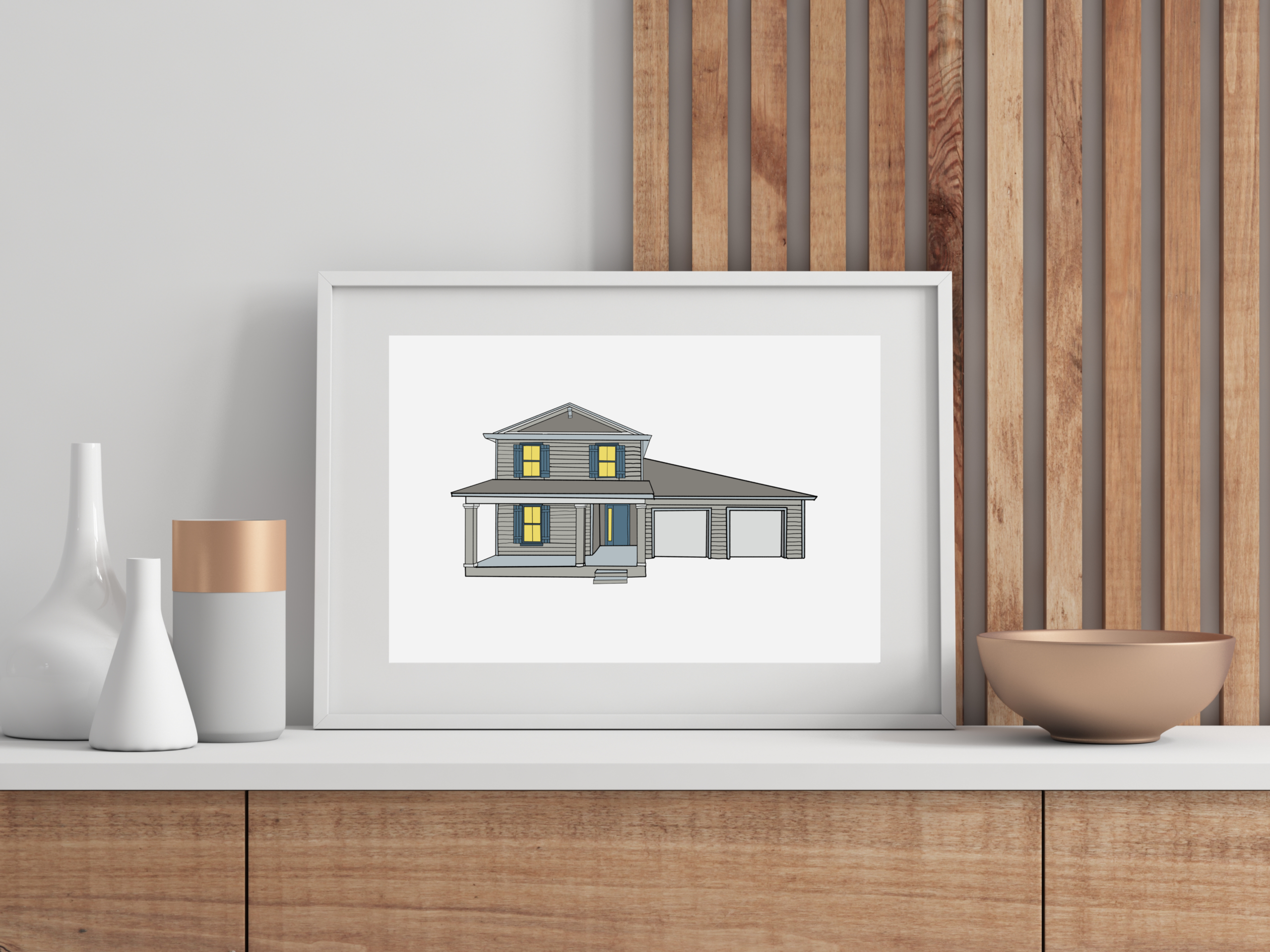 Custom Home Portrait - Framed